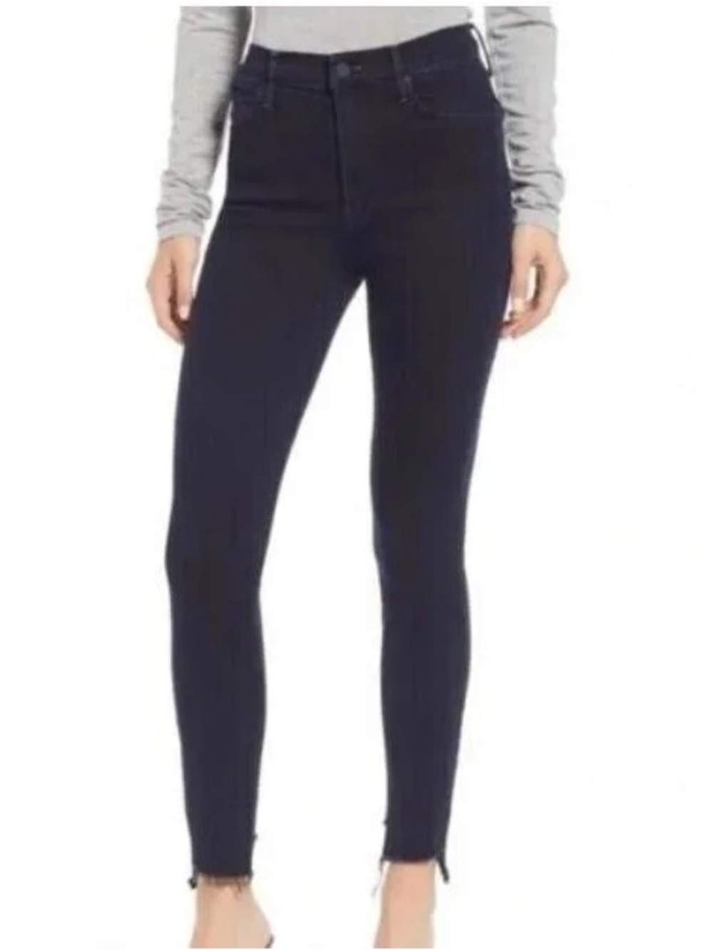 MOTHER The Stunner Zip Two Step Fray Ankle Skinny Jeans in Holding Hands